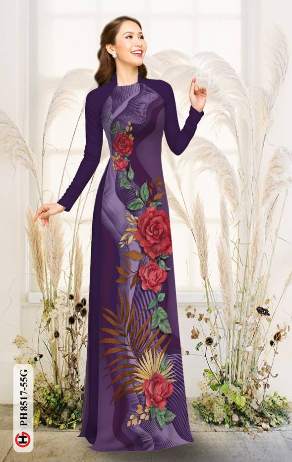 Vải Áo Dài Hoa Hồng Kiểu Mới AD PH8517 39 Vải Áo Dài Hoa Hồng Kiểu Mới AD PH8517