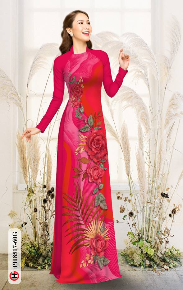 Vải Áo Dài Hoa Hồng Kiểu Mới AD PH8517 38 Vải Áo Dài Hoa Hồng Kiểu Mới AD PH8517