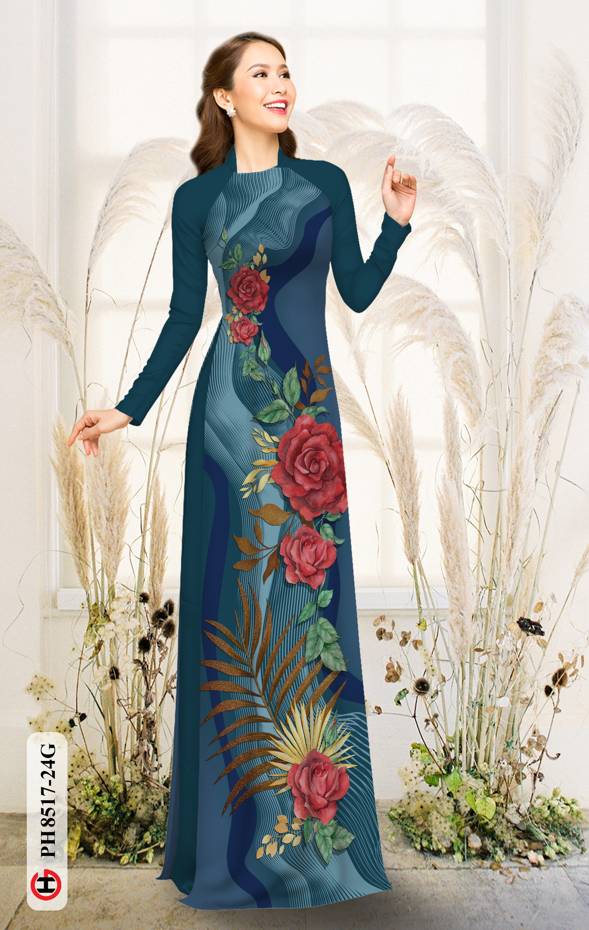 Vải Áo Dài Hoa Hồng Kiểu Mới AD PH8517 43 Vải Áo Dài Hoa Hồng Kiểu Mới AD PH8517