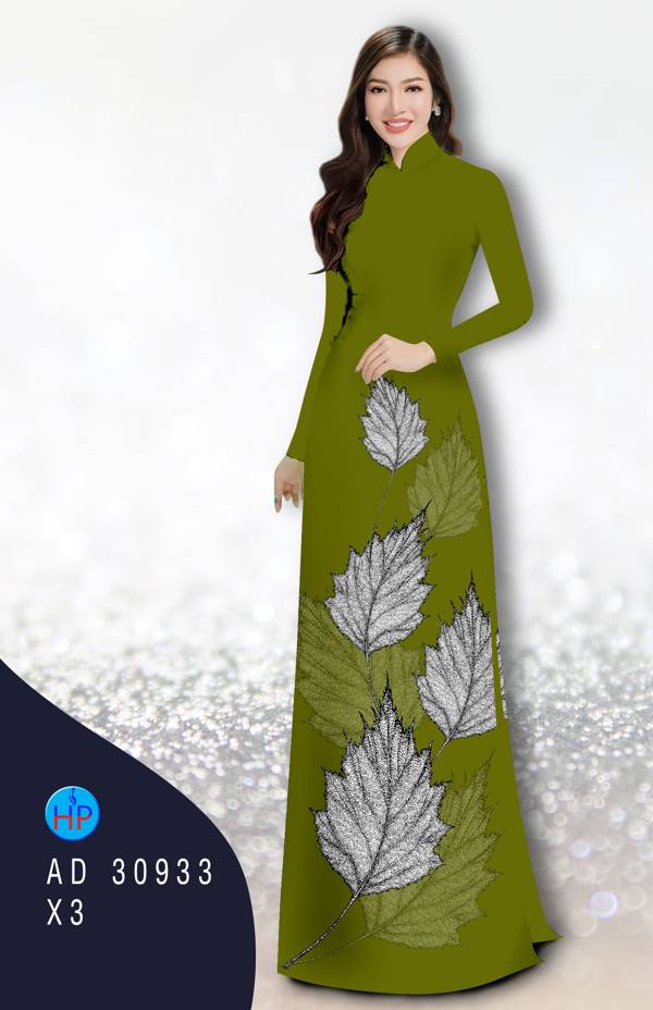 Vải Áo Dài In Hình Lá Thiết Kế 2021 AD 30933