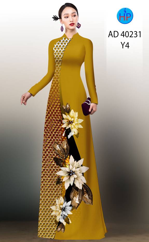 Vải Áo Dài Hoa In 3D Thiết Kế 2021 AD 40231 43 Vải Áo Dài Hoa In 3D Thiết Kế 2021 AD 40231