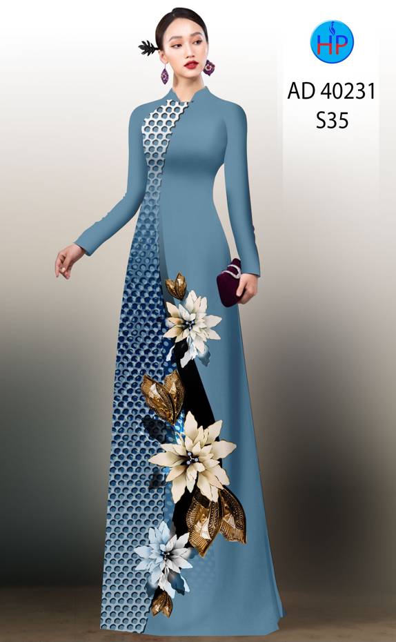 Vải Áo Dài Hoa In 3D Thiết Kế 2021 AD 40231 54 Vải Áo Dài Hoa In 3D Thiết Kế 2021 AD 40231