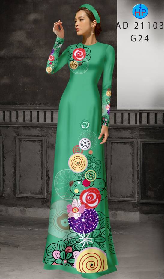 Vải Áo Dài Hoa In 3D Độc Đáo AD 21103