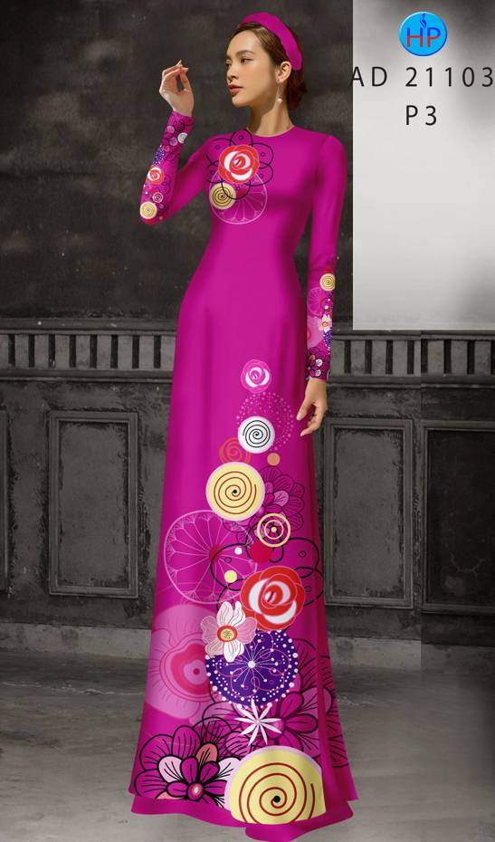 Vải Áo Dài Hoa In 3D Độc Đáo AD 21103