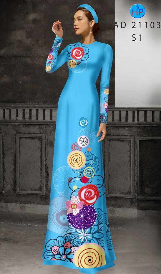 Vải Áo Dài Hoa In 3D Độc Đáo AD 21103