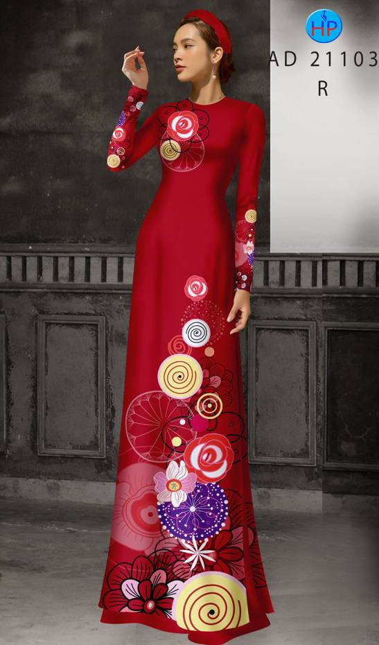 Vải Áo Dài Hoa In 3D Độc Đáo AD 21103