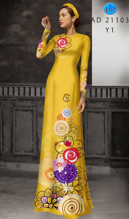 Vải Áo Dài Hoa In 3D Độc Đáo AD 21103