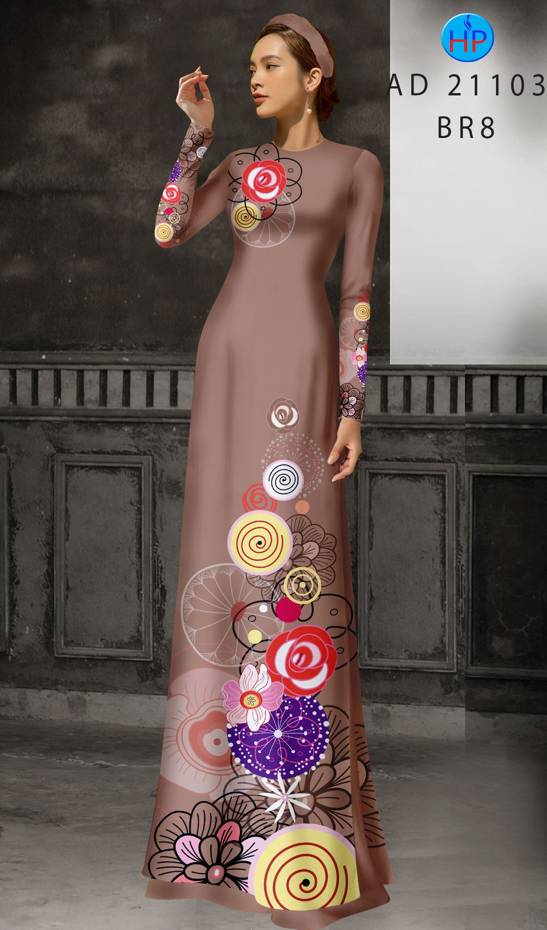 Vải Áo Dài Hoa In 3D Độc Đáo AD 21103