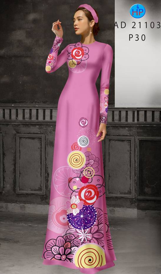 Vải Áo Dài Hoa In 3D Độc Đáo AD 21103