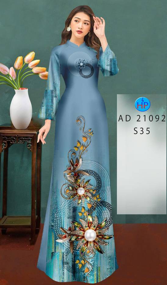 Vải Áo Dài Hoa In 3D Mới Ra AD 21092 39 Vải Áo Dài Hoa In 3D Mới Ra AD 21092
