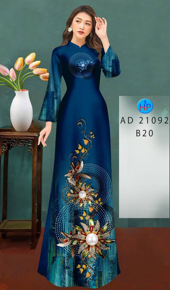 Vải Áo Dài Hoa In 3D Mới Ra AD 21092 42 Vải Áo Dài Hoa In 3D Mới Ra AD 21092