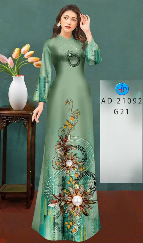 Vải Áo Dài Hoa In 3D Mới Ra AD 21092 46 Vải Áo Dài Hoa In 3D Mới Ra AD 21092