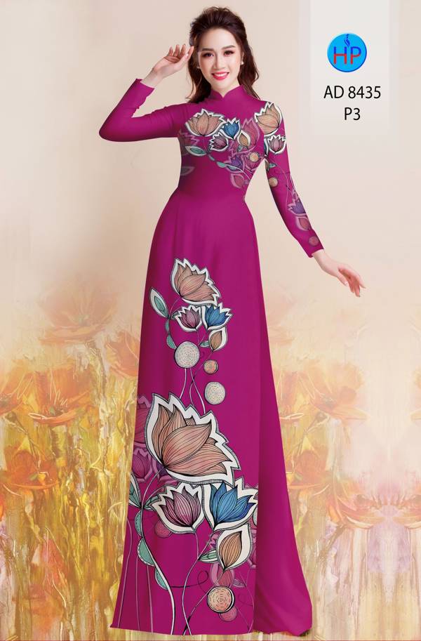 Vải Áo Dài Hoa Sen Thiết Kế 2021 AD 8435 40 Vải Áo Dài Hoa Sen Thiết Kế 2021 AD 8435