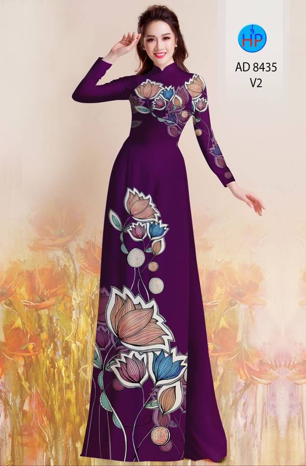 Vải Áo Dài Hoa Sen Thiết Kế 2021 AD 8435 41 Vải Áo Dài Hoa Sen Thiết Kế 2021 AD 8435