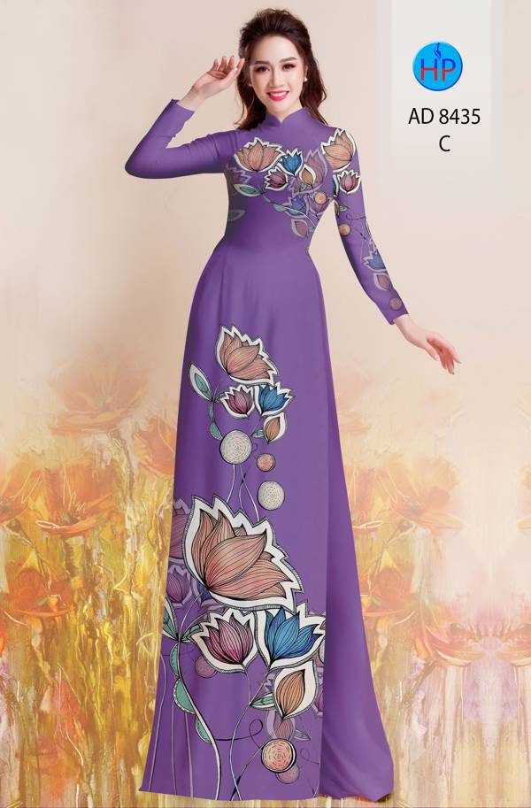 Vải Áo Dài Hoa Sen Thiết Kế 2021 AD 8435 44 Vải Áo Dài Hoa Sen Thiết Kế 2021 AD 8435
