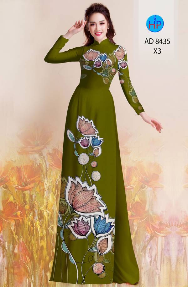 Vải Áo Dài Hoa Sen Thiết Kế 2021 AD 8435 42 Vải Áo Dài Hoa Sen Thiết Kế 2021 AD 8435