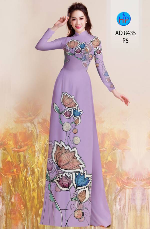 Vải Áo Dài Hoa Sen Thiết Kế 2021 AD 8435 45 Vải Áo Dài Hoa Sen Thiết Kế 2021 AD 8435