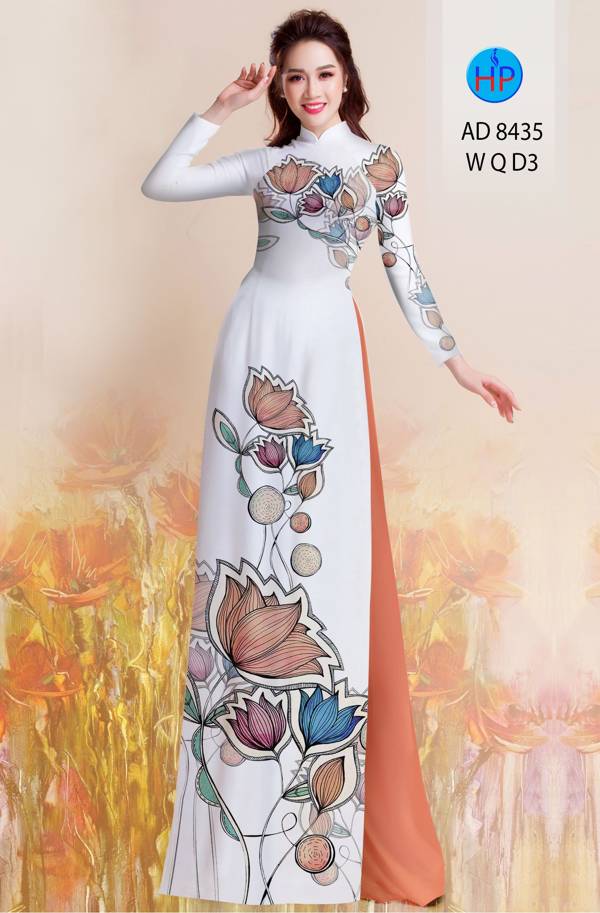 Vải Áo Dài Hoa Sen Thiết Kế 2021 AD 8435 50 Vải Áo Dài Hoa Sen Thiết Kế 2021 AD 8435