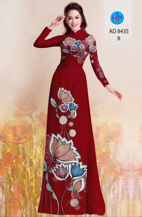 Vải Áo Dài Hoa Sen Thiết Kế 2021 AD 8435 55 Vải Áo Dài Hoa Sen Thiết Kế 2021 AD 8435