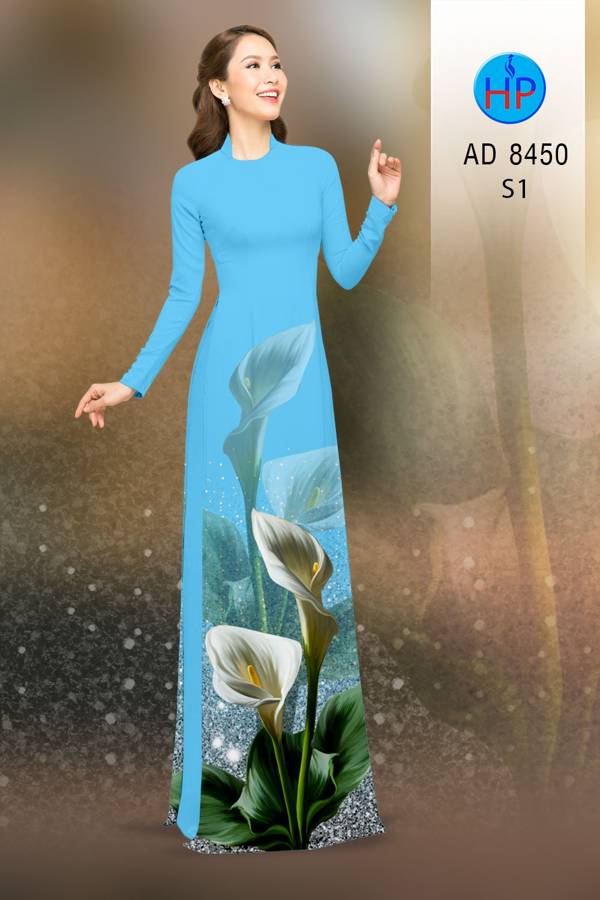 Vải Áo Dài Hoa Ly Mới Ra AD 8450 52 Vải Áo Dài Hoa Ly Mới Ra AD 8450