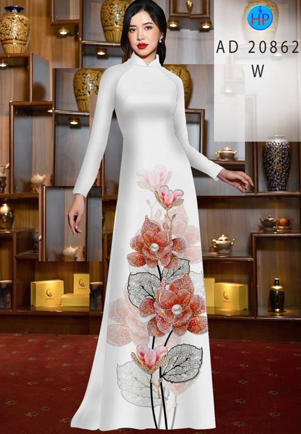 Vải Áo Dài Hoa In 3D Mới Ra AD 20862 37 Vải Áo Dài Hoa In 3D Mới Ra AD 20862