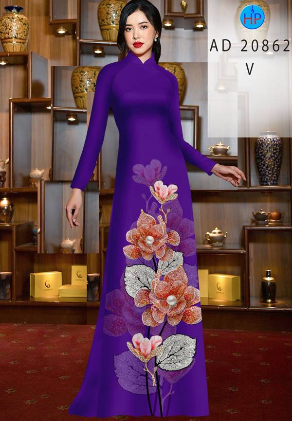 Vải Áo Dài Hoa In 3D Mới Ra AD 20862 43 Vải Áo Dài Hoa In 3D Mới Ra AD 20862