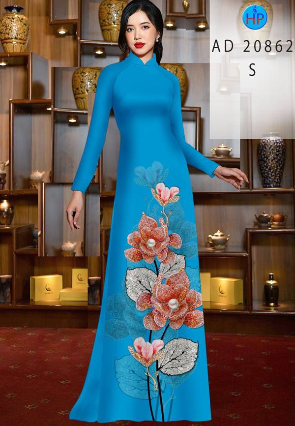 Vải Áo Dài Hoa In 3D Mới Ra AD 20862 42 Vải Áo Dài Hoa In 3D Mới Ra AD 20862
