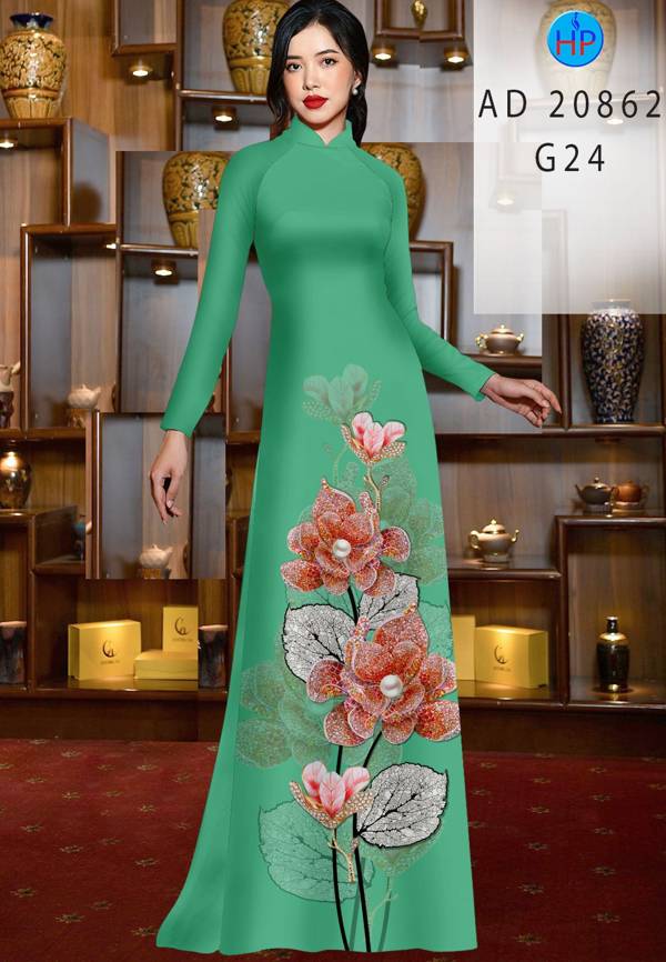 Vải Áo Dài Hoa In 3D Mới Ra AD 20862 47 Vải Áo Dài Hoa In 3D Mới Ra AD 20862