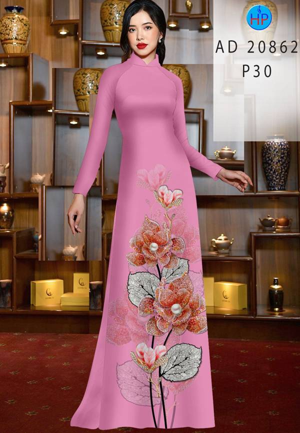 Vải Áo Dài Hoa In 3D Mới Ra AD 20862 46 Vải Áo Dài Hoa In 3D Mới Ra AD 20862