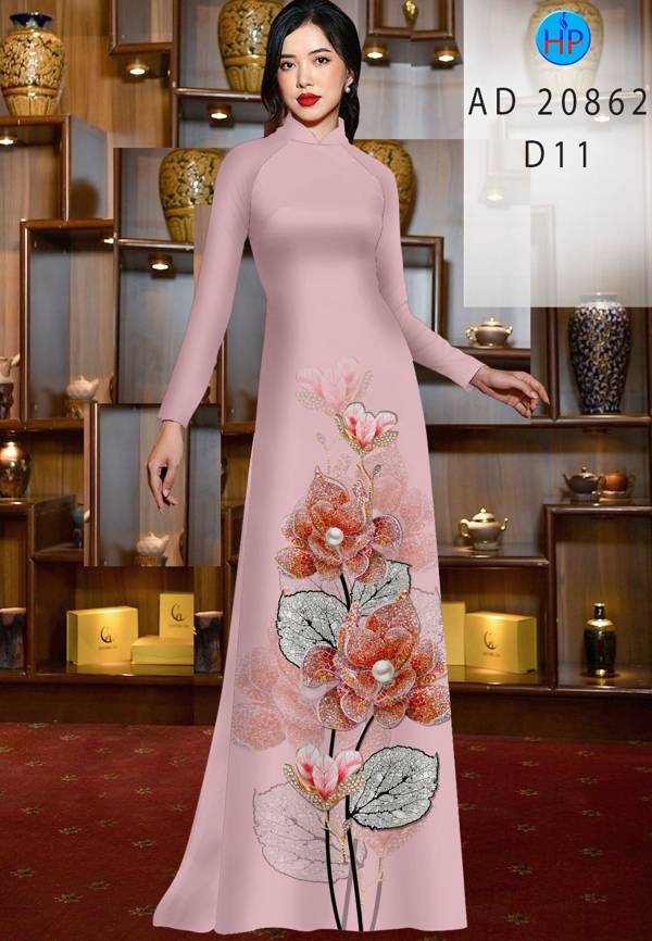 Vải Áo Dài Hoa In 3D Mới Ra AD 20862 51 Vải Áo Dài Hoa In 3D Mới Ra AD 20862