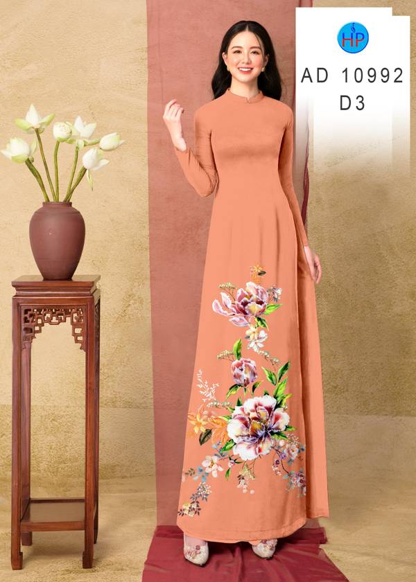 Vải Áo Dài Hoa In 3D Độc Đáo AD 10992 41 Vải Áo Dài Hoa In 3D Độc Đáo AD 10992