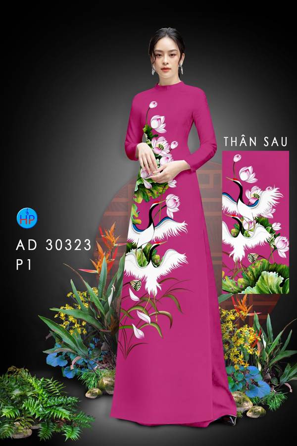 Vải Áo Dài Chim Hạc Kiểu Mới AD 30323 50 Vải Áo Dài Chim Hạc Kiểu Mới AD 30323