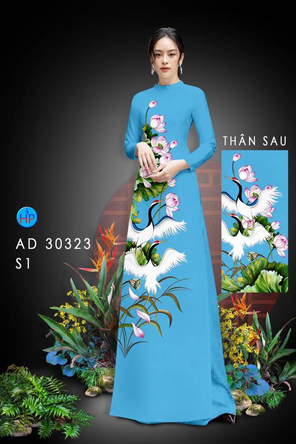 Vải Áo Dài Chim Hạc Kiểu Mới AD 30323 51 Vải Áo Dài Chim Hạc Kiểu Mới AD 30323