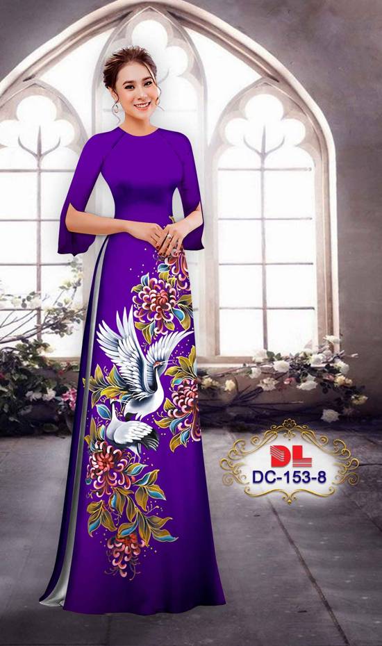 Vải Áo Dài Chim Hạc Kiểu Mới AD DC153 25 Vải Áo Dài Chim Hạc Kiểu Mới AD DC153