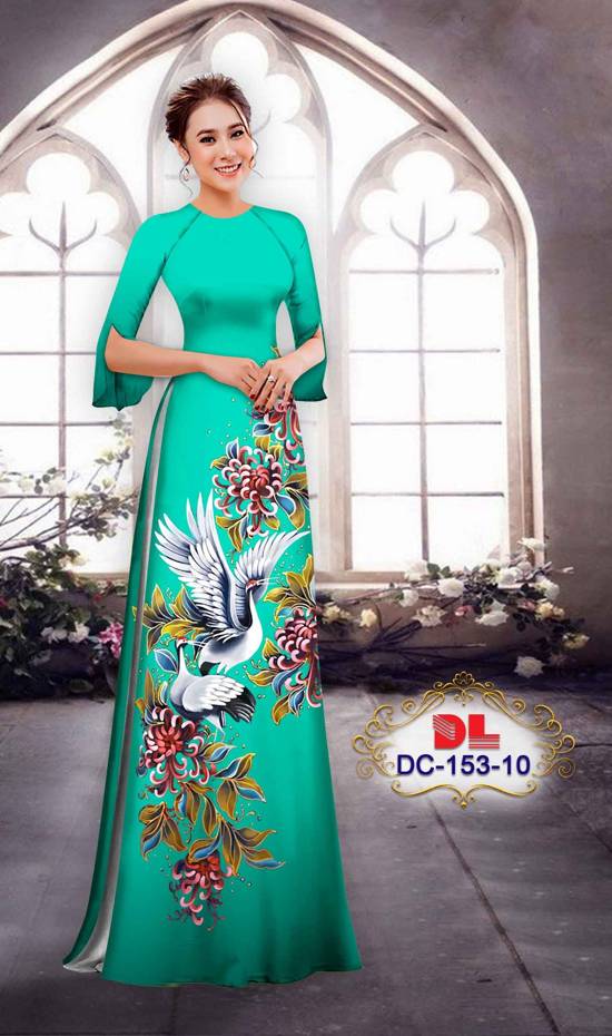 Vải Áo Dài Chim Hạc Kiểu Mới AD DC153 27 Vải Áo Dài Chim Hạc Kiểu Mới AD DC153