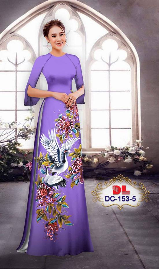 Vải Áo Dài Chim Hạc Kiểu Mới AD DC153 33 Vải Áo Dài Chim Hạc Kiểu Mới AD DC153