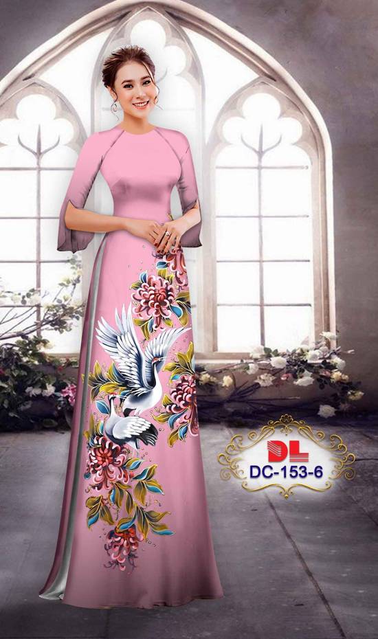 Vải Áo Dài Chim Hạc Kiểu Mới AD DC153 34 Vải Áo Dài Chim Hạc Kiểu Mới AD DC153