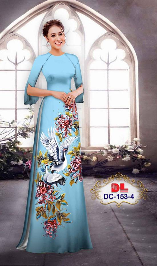 Vải Áo Dài Chim Hạc Kiểu Mới AD DC153 32 Vải Áo Dài Chim Hạc Kiểu Mới AD DC153