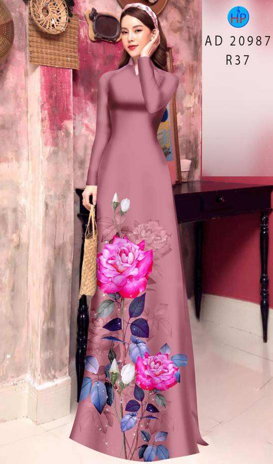 Vải Áo Dài Hoa Hồng Thiết Kế 2021 AD 20987 40 Vải Áo Dài Hoa Hồng Thiết Kế 2021 AD 20987