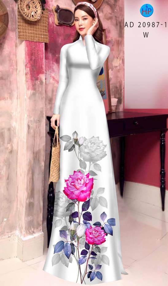 Vải Áo Dài Hoa Hồng Thiết Kế 2021 AD 20987 52 Vải Áo Dài Hoa Hồng Thiết Kế 2021 AD 20987