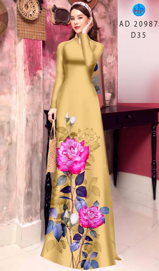 Vải Áo Dài Hoa Hồng Thiết Kế 2021 AD 20987 55 Vải Áo Dài Hoa Hồng Thiết Kế 2021 AD 20987