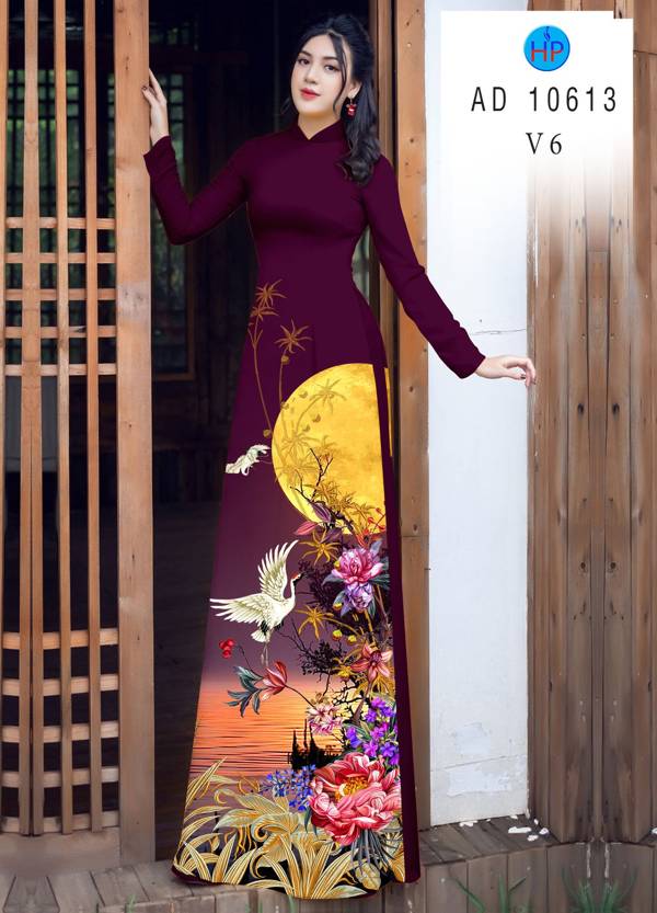 Vải Áo Dài Chim Hạc Kiểu Mới AD 10613 38 Vải Áo Dài Chim Hạc Kiểu Mới AD 10613