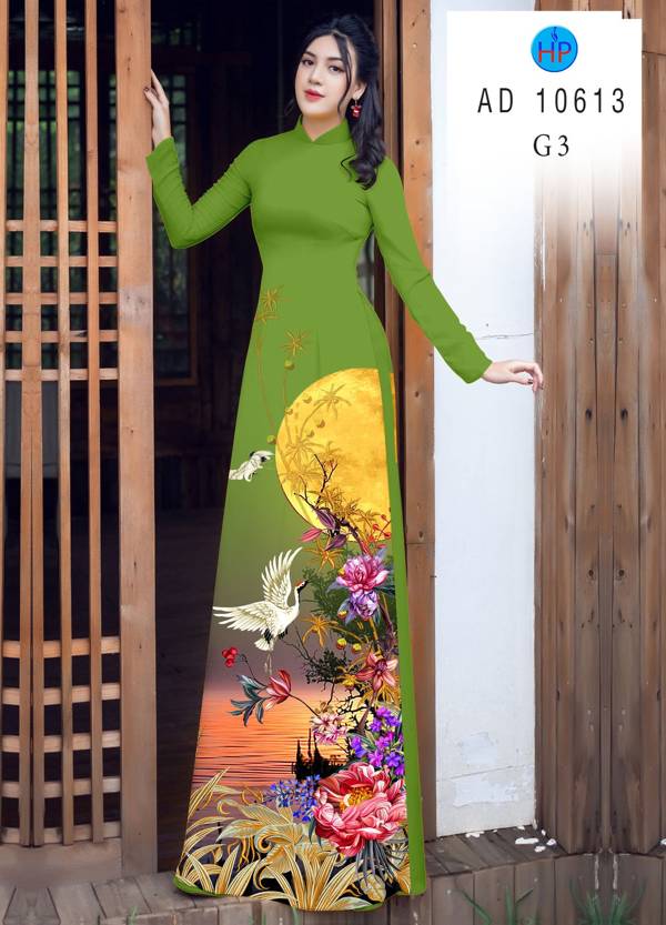 Vải Áo Dài Chim Hạc Kiểu Mới AD 10613 41 Vải Áo Dài Chim Hạc Kiểu Mới AD 10613