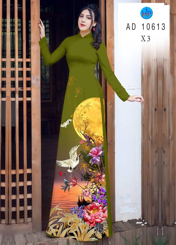 Vải Áo Dài Chim Hạc Kiểu Mới AD 10613 45 Vải Áo Dài Chim Hạc Kiểu Mới AD 10613