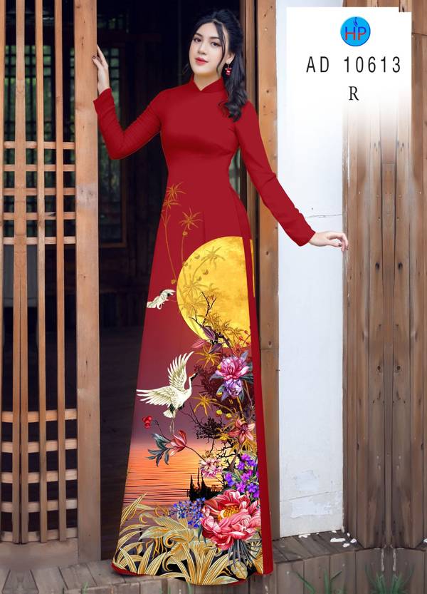 Vải Áo Dài Chim Hạc Kiểu Mới AD 10613 44 Vải Áo Dài Chim Hạc Kiểu Mới AD 10613