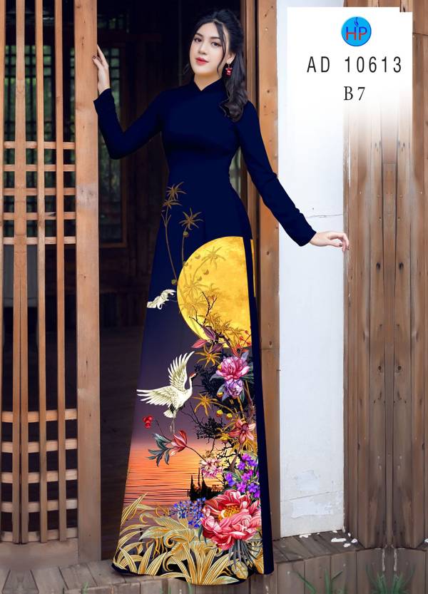 Vải Áo Dài Chim Hạc Kiểu Mới AD 10613 50 Vải Áo Dài Chim Hạc Kiểu Mới AD 10613