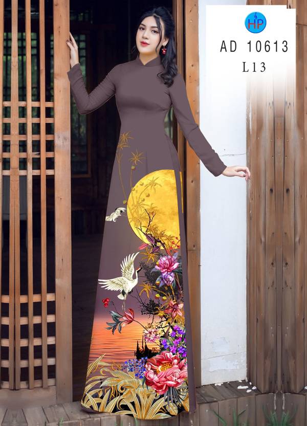 Vải Áo Dài Chim Hạc Kiểu Mới AD 10613 49 Vải Áo Dài Chim Hạc Kiểu Mới AD 10613