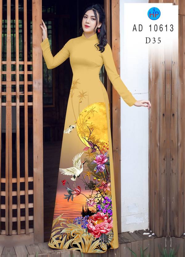 Vải Áo Dài Chim Hạc Kiểu Mới AD 10613 52 Vải Áo Dài Chim Hạc Kiểu Mới AD 10613