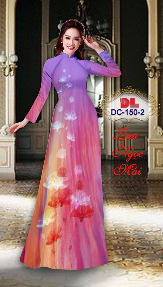 Vải Áo Dài Hoa In 3D Kiểu Mới AD DC150 23 Vải Áo Dài Hoa In 3D Kiểu Mới AD DC150