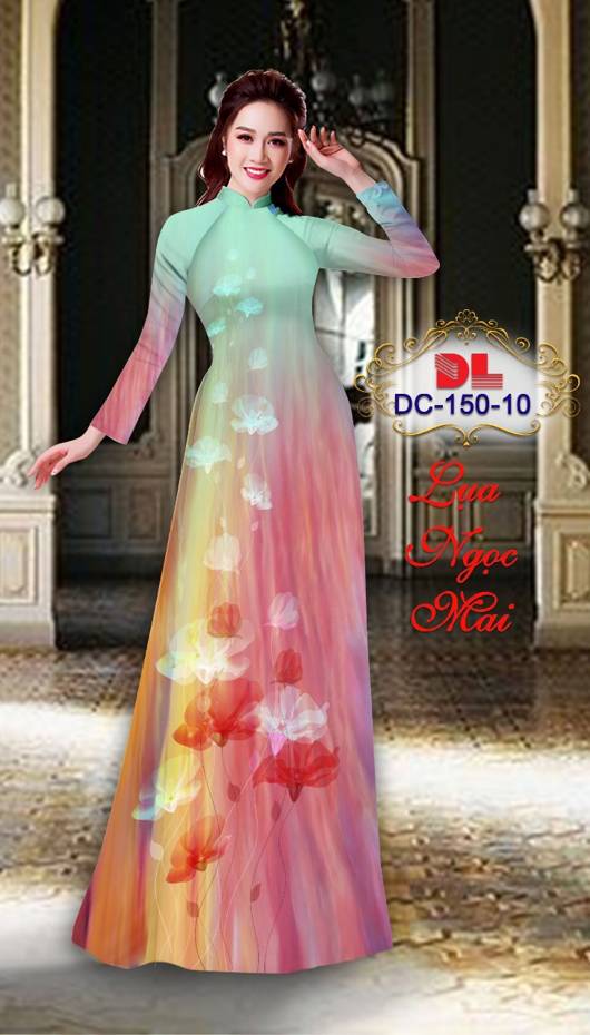Vải Áo Dài Hoa In 3D Kiểu Mới AD DC150 26 Vải Áo Dài Hoa In 3D Kiểu Mới AD DC150